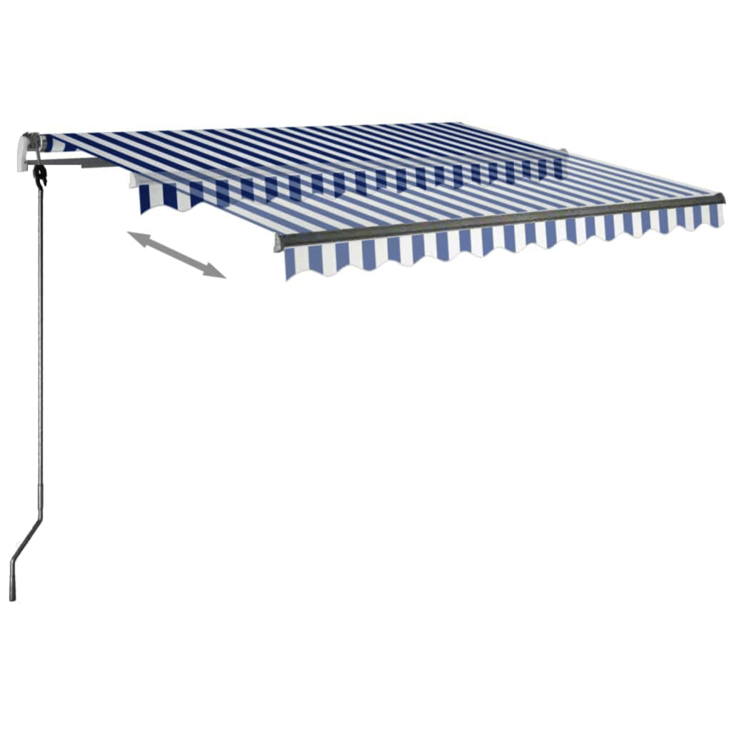 vidaXL Manual Retractable Awning with LED 118.1"x98.4" Blue and White