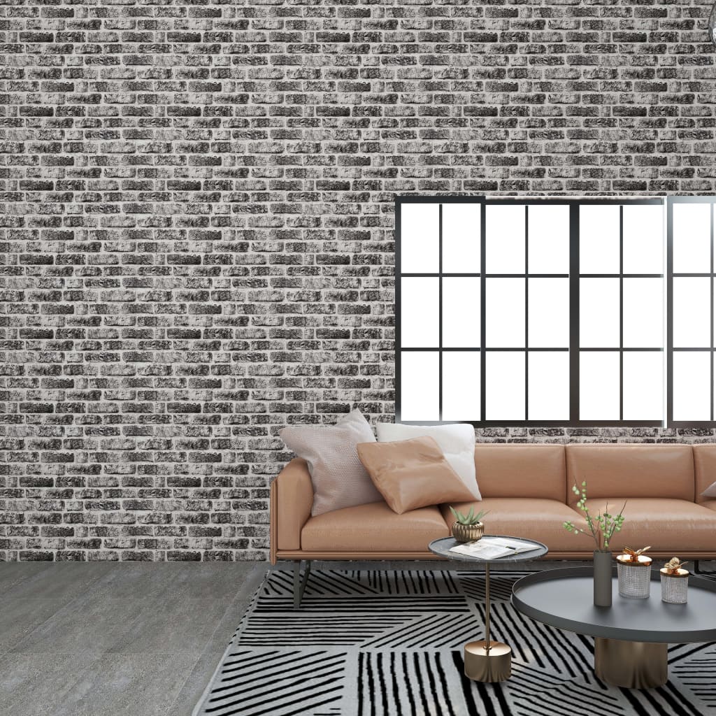 vidaXL 3D Wall Panels with Dark Gray Brick Design 11 pcs EPS
