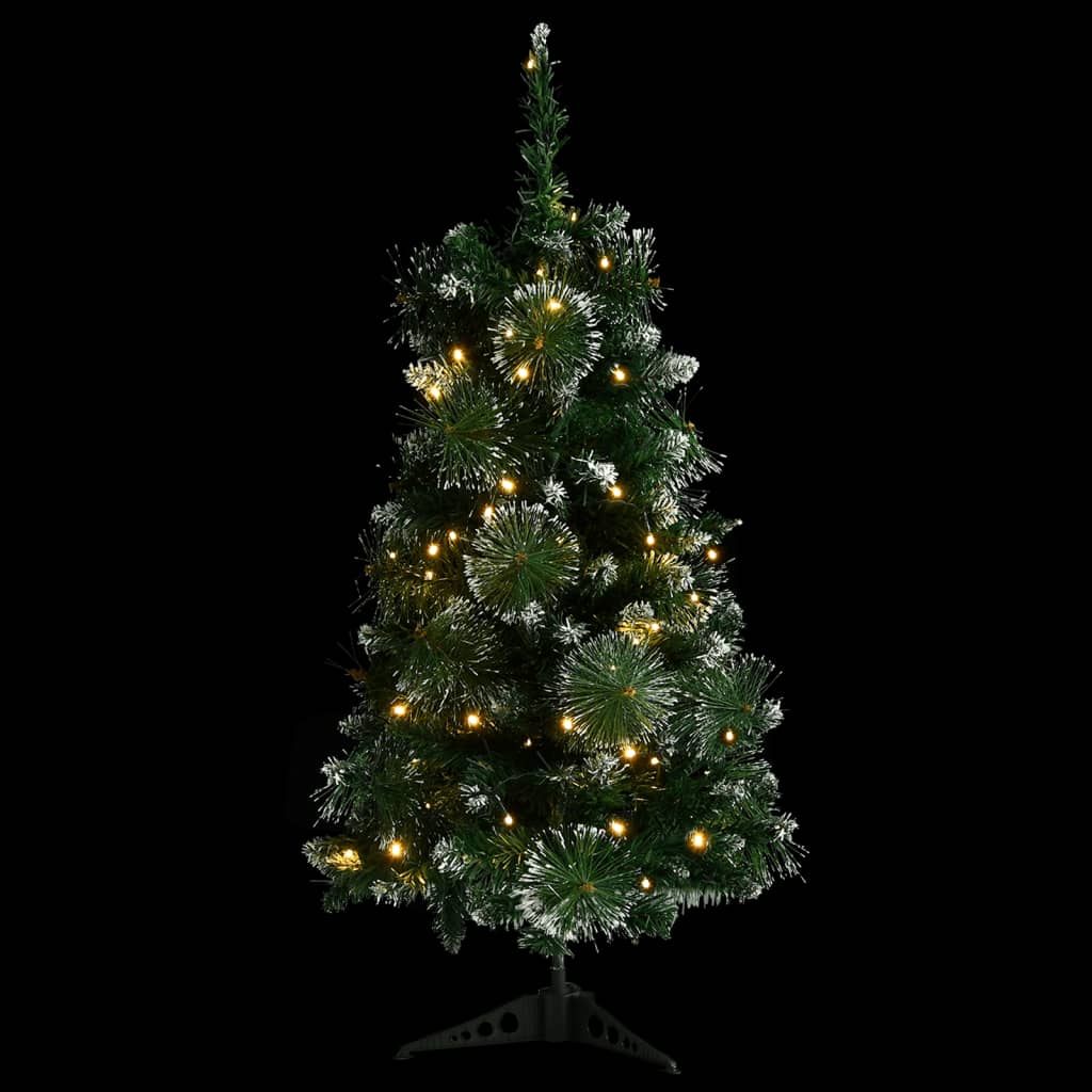 vidaXL Artificial Pre-lit Christmas Tree with Stands Green 3 ft PVC