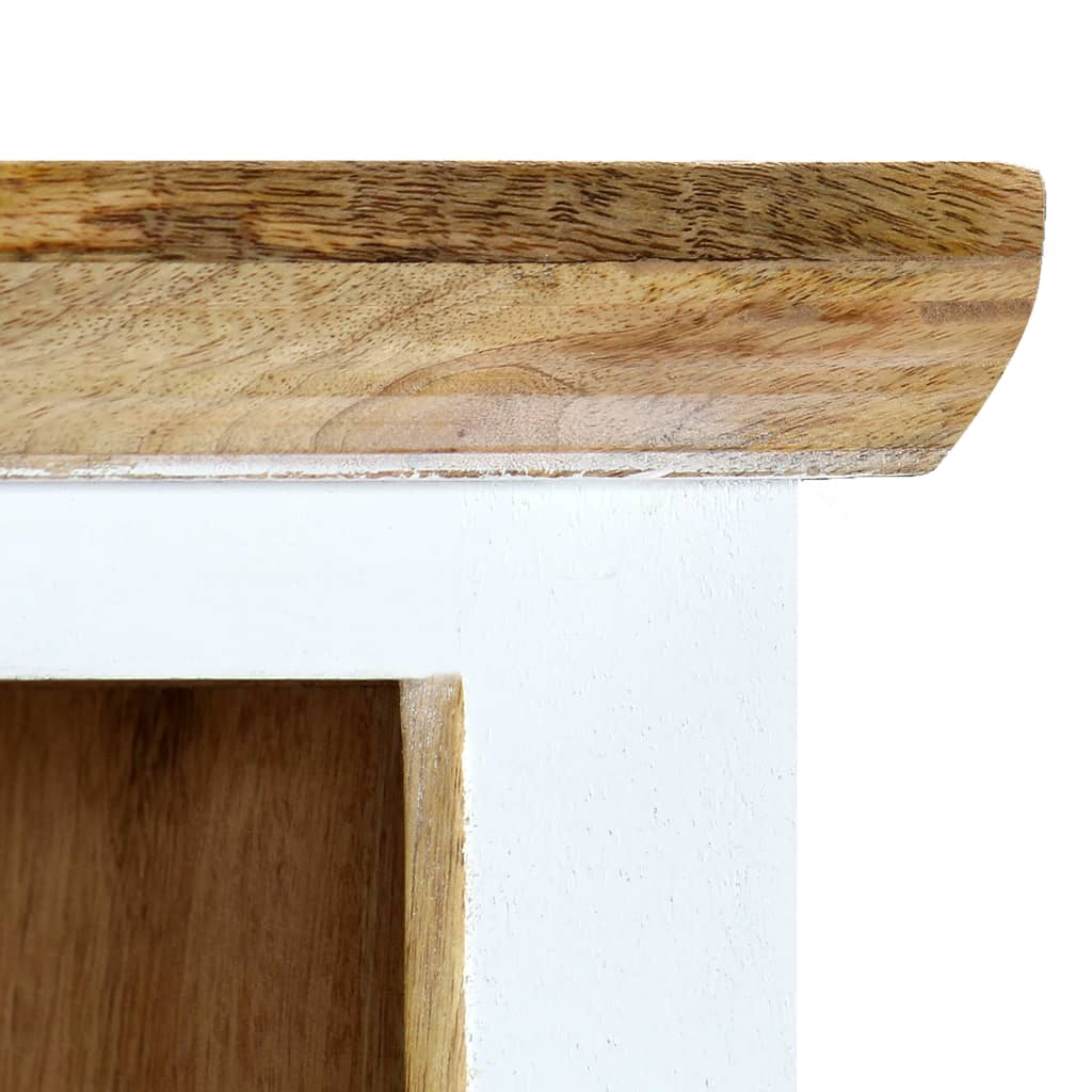 vidaXL Highboard White and Brown 15.7"x11.8"x50.3"  Solid Rough Mango Wood
