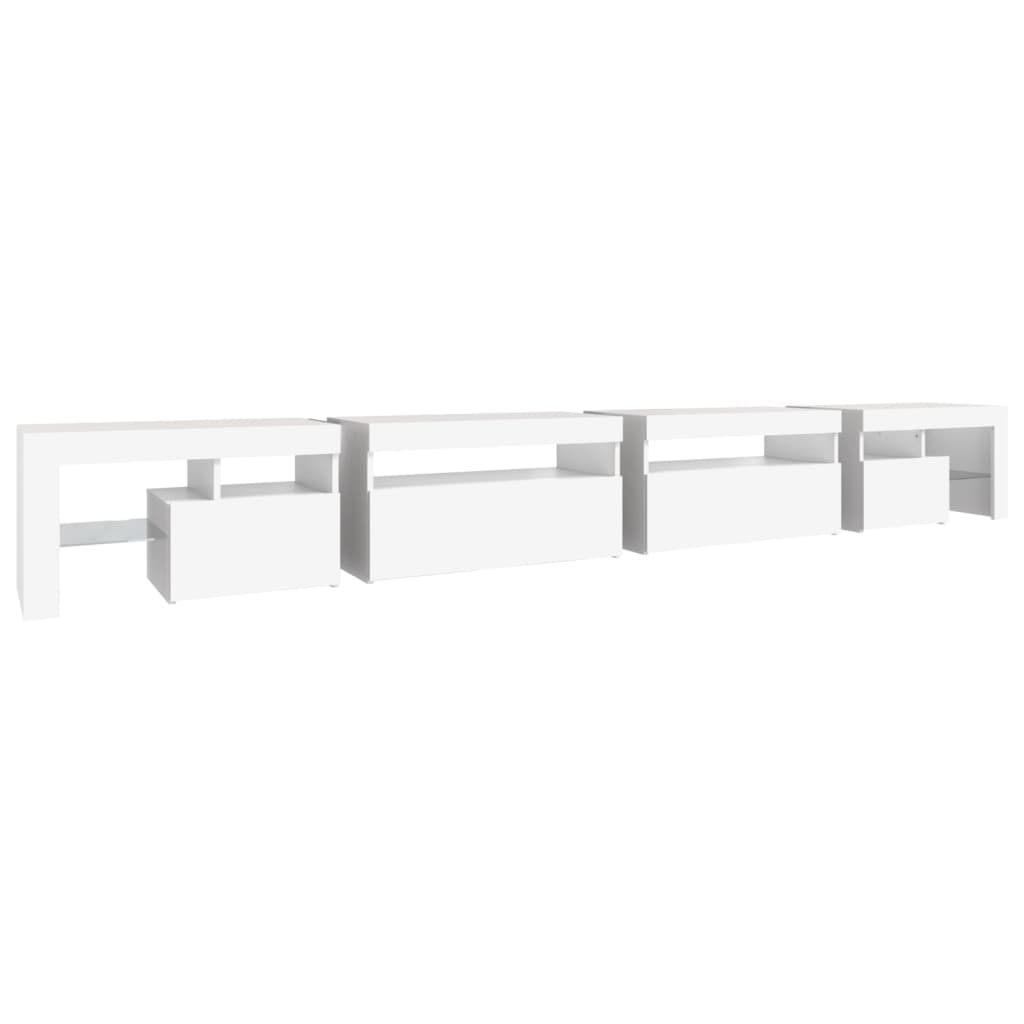 vidaXL TV Stand with LED Lights White 114.2"x14.4"x15.7"