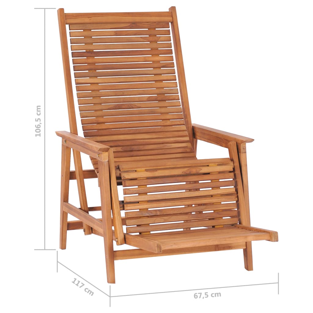 vidaXL Patio Lounge Chair with Footrest Solid Teak Wood