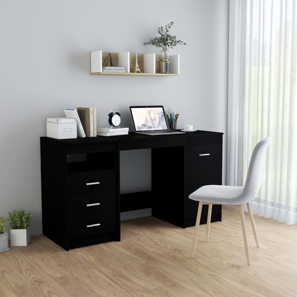 vidaXL Desk Black 55.1"x19.7"x29.9" Engineered Wood