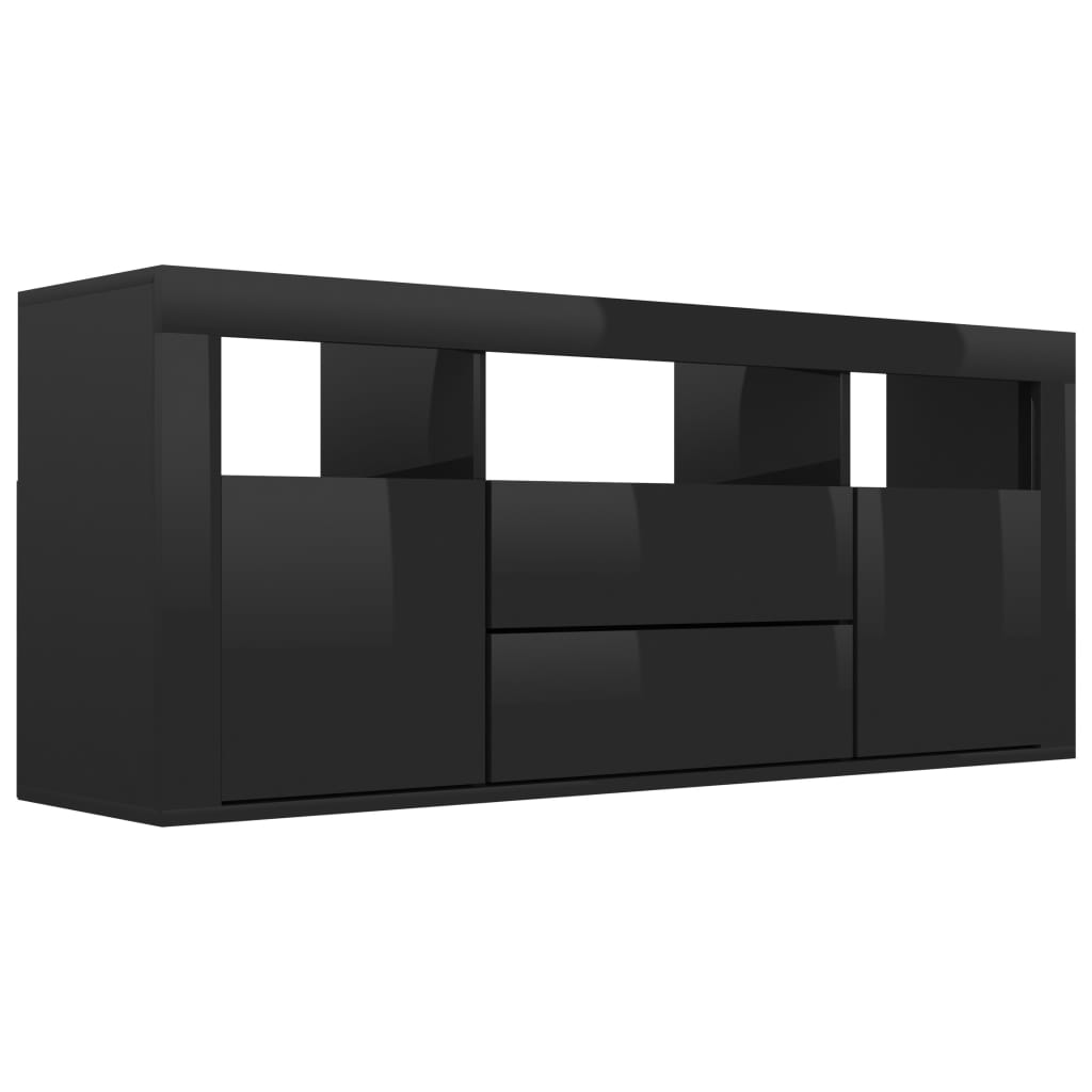 vidaXL TV Cabinet High Gloss Black 47.2"x11.8"x19.7" Engineered Wood