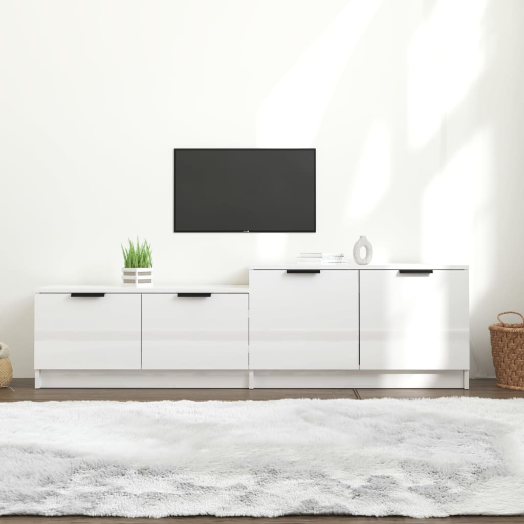vidaXL TV Stand High Gloss White 62.4"x14.2"x17.7" Engineered Wood