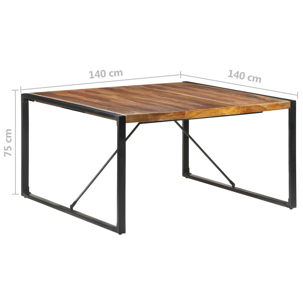 vidaXL Dining Table 55.1"x55.1"x29.5" Solid Wood with Sheesham Finish