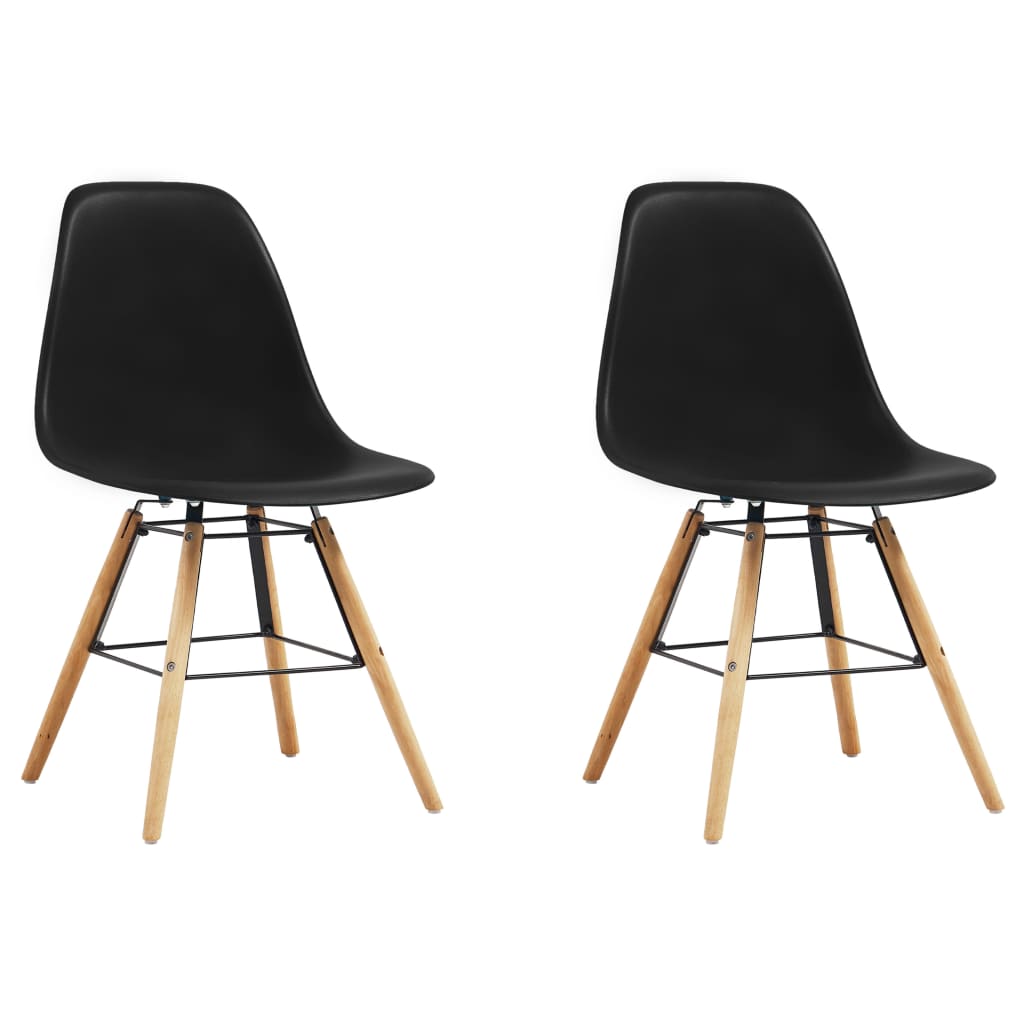 vidaXL Dining Chairs 2 pcs Black Plastic