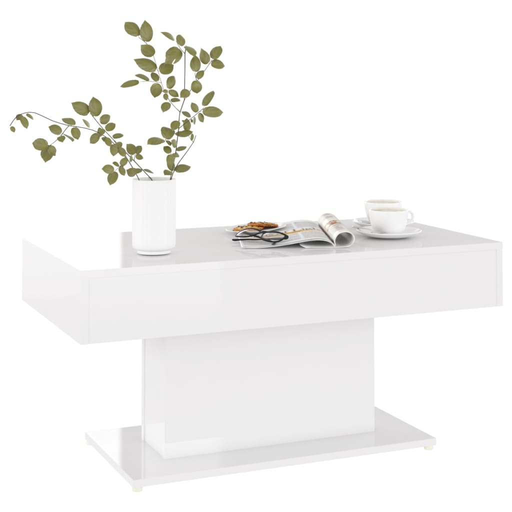 vidaXL Coffee Table High Gloss White 37.8"x19.7"x17.7" Engineered Wood