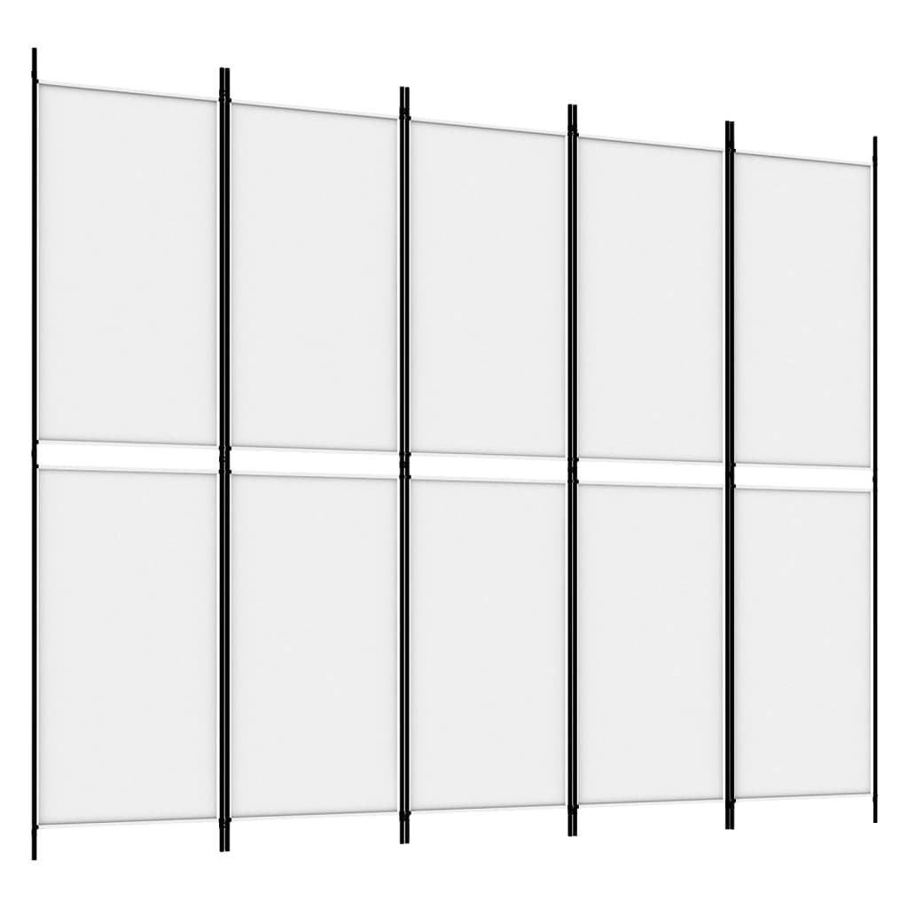 vidaXL 5-Panel Room Divider White 98.4"x78.7" Fabric