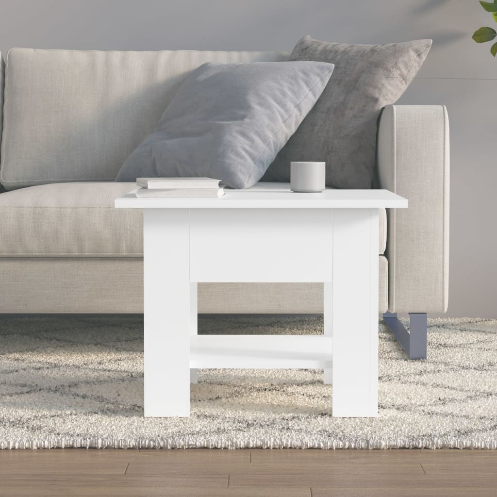 vidaXL Coffee Table White 21.7"x21.7"x21.7" Chipboard