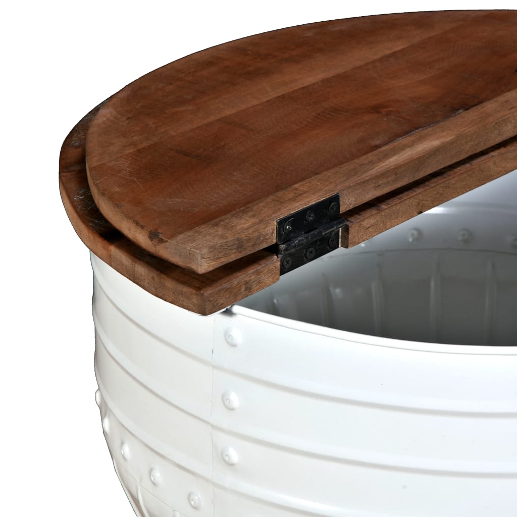 vidaXL Coffee Table Solid Reclaimed Wood Black Barrel Shape