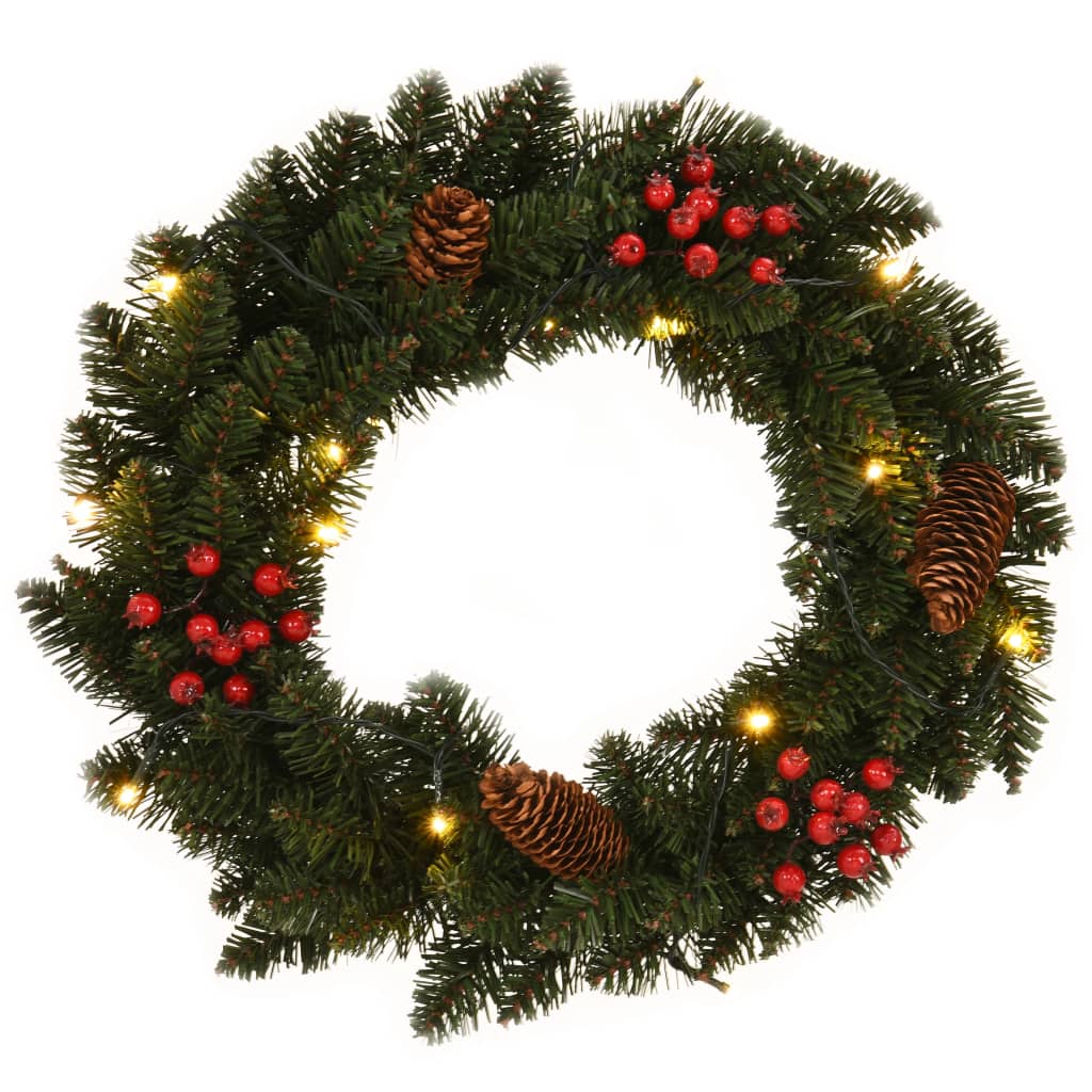 vidaXL Christmas Wreaths 2 pcs with Decoration Green 1 ft