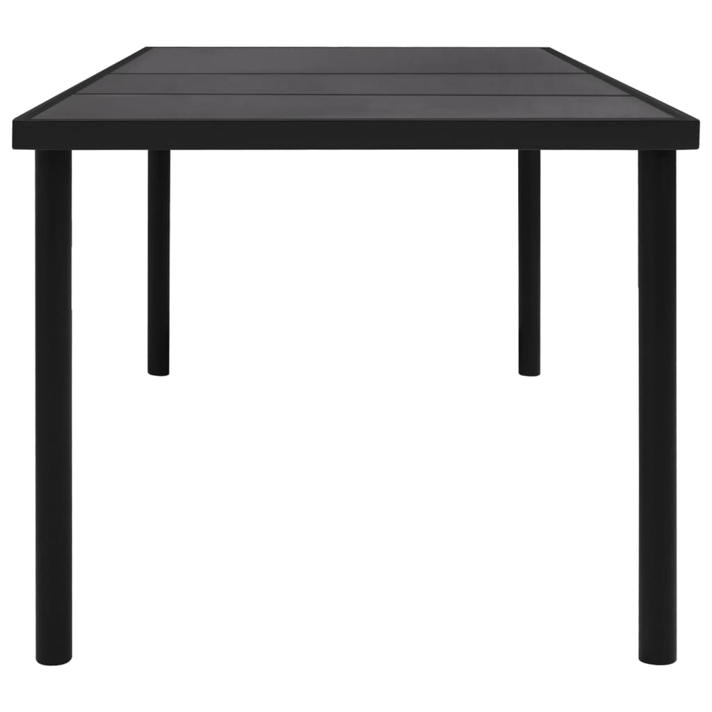 vidaXL Patio Table with Glass Tabletop Black 59.1"x35.4"x29.1" Steel