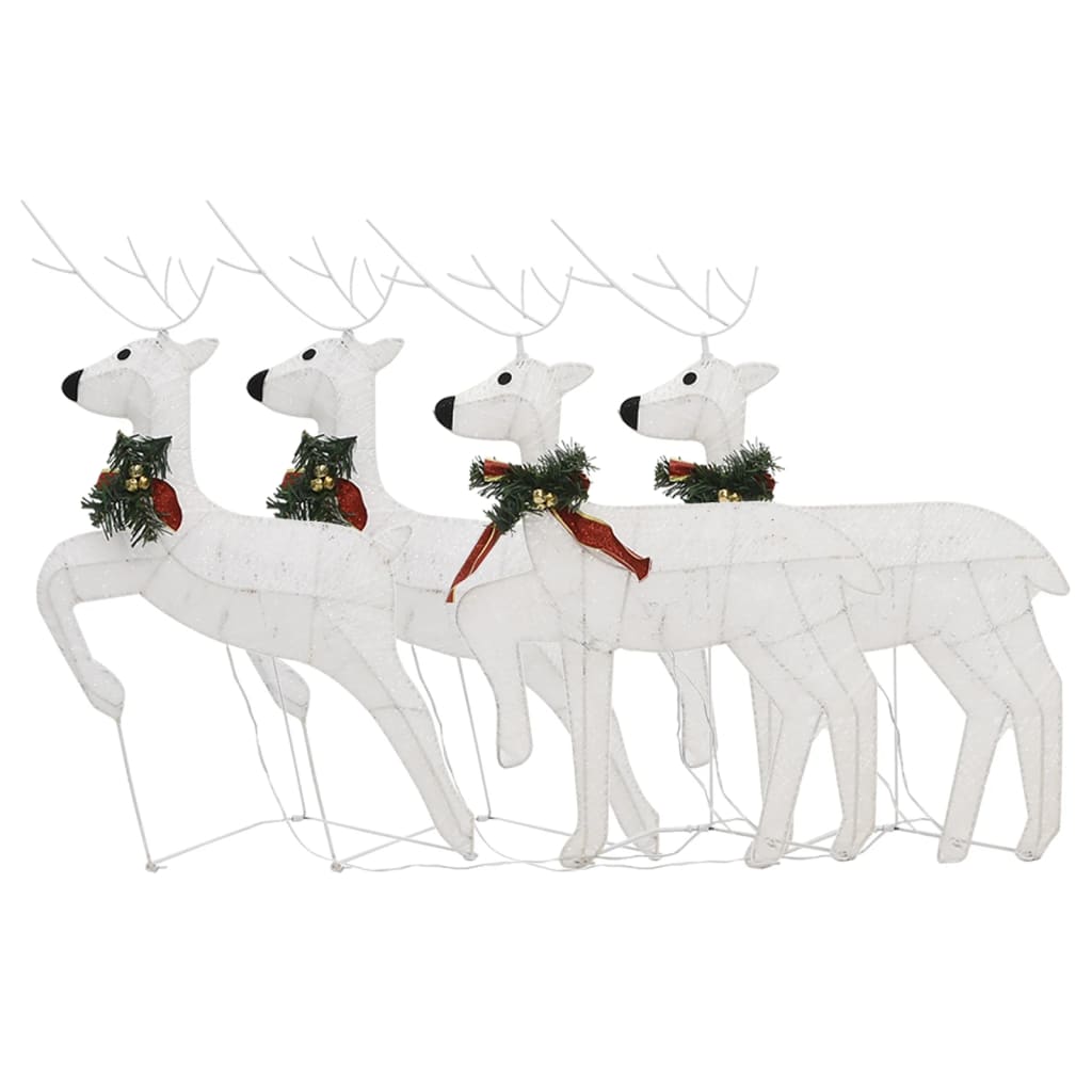 vidaXL Christmas Reindeers 4 pcs White 80 LEDs
