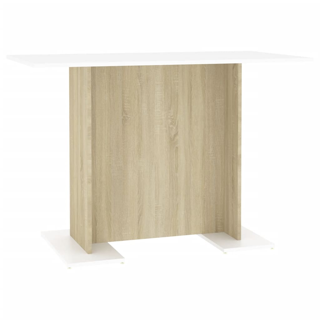 vidaXL Dining Table White and Sonoma Oak 43.3"x23.6"x29.5" Engineered Wood