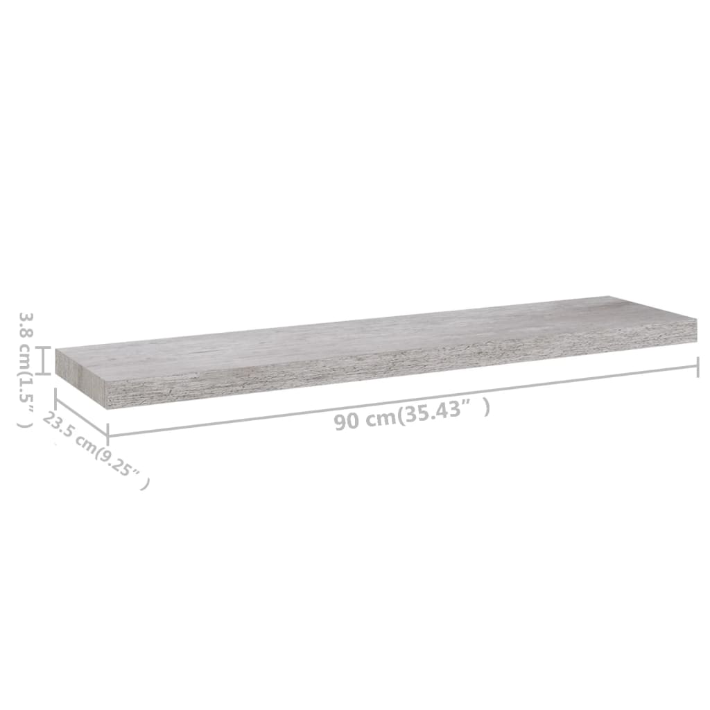 vidaXL Floating Wall Shelves 4 pcs Concrete Gray 35.4"x9.3"x1.5" MDF