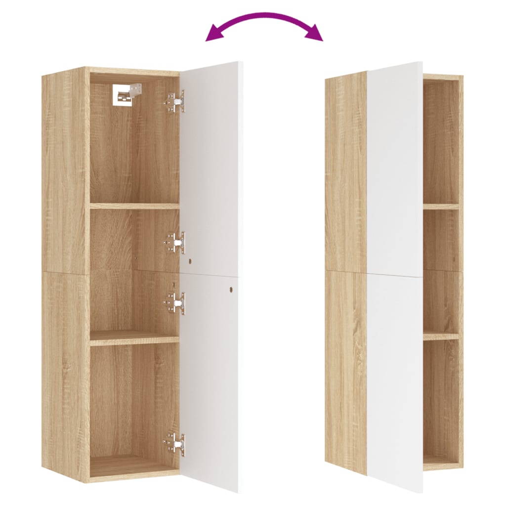 vidaXL TV Cabinet White and Sonoma Oak 12"x11.8"x43.3" Engineered Wood