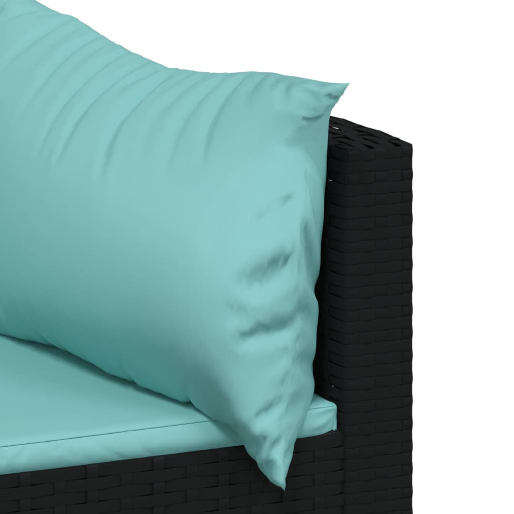 vidaXL Patio Corner Sofas with Cushions 2 pcs Black Poly Rattan