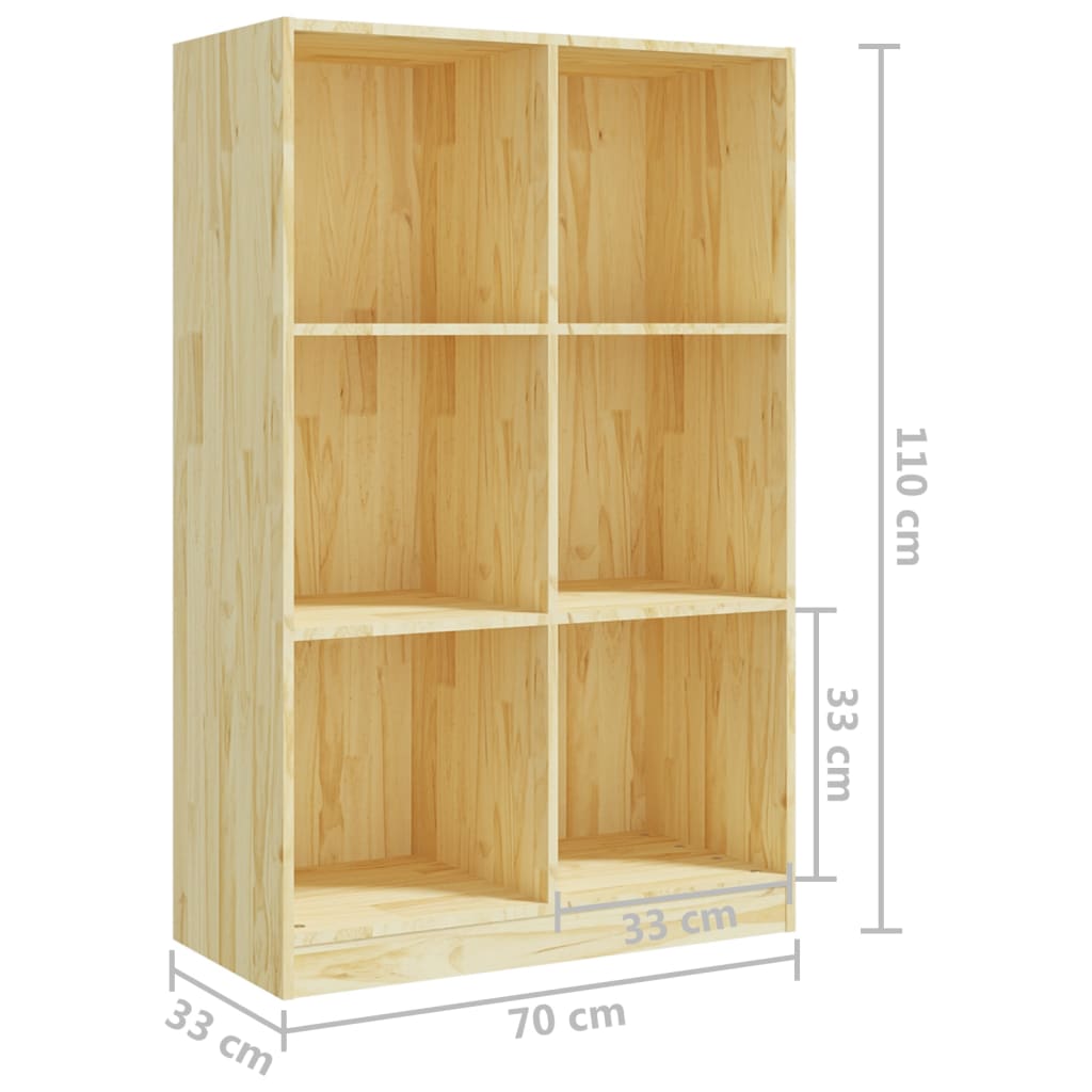 vidaXL Book Cabinet 27.6"x13"x43.3" Solid Wood Pine