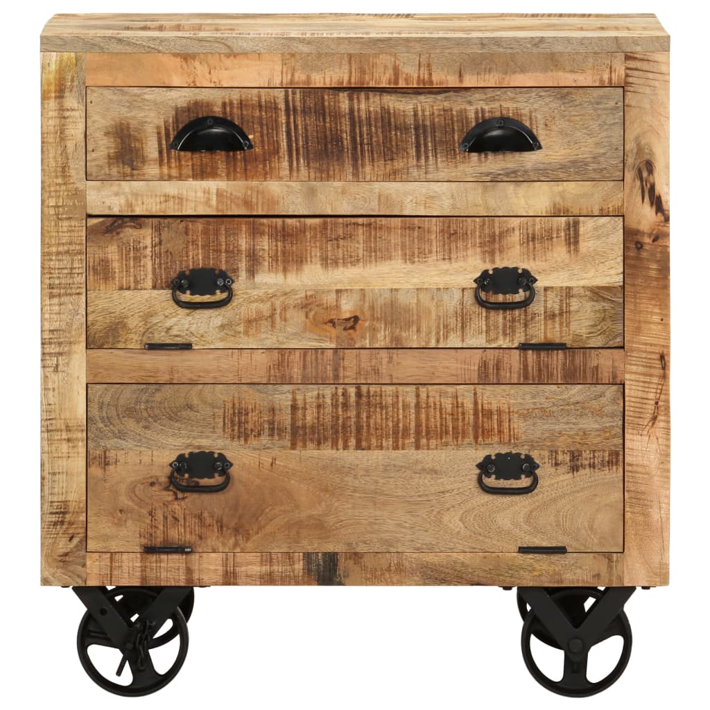 vidaXL Side Cabinet with Wheel 27.6"x15.7"x29.5" Solid Mango Wood