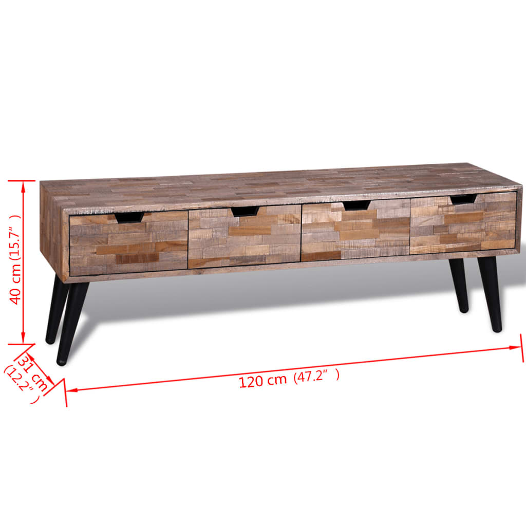 vidaXL Console TV Stand with 4 Drawers Reclaimed Teak