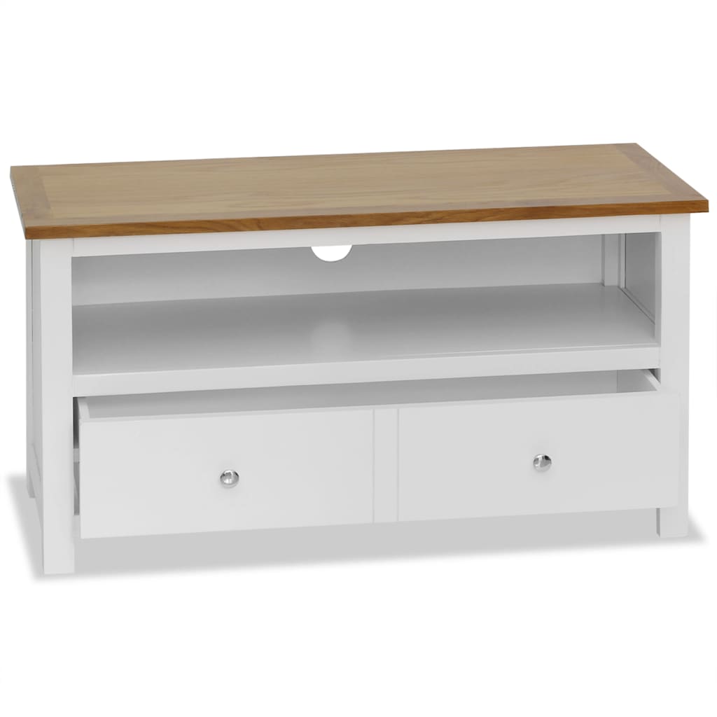 vidaXL TV Cabinet 35.4"x13.8"x18.9" Solid Oak Wood
