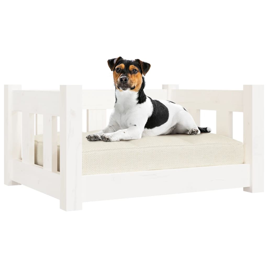 vidaXL Dog Bed White 21.9"x17.9"x11" Solid Wood Pine