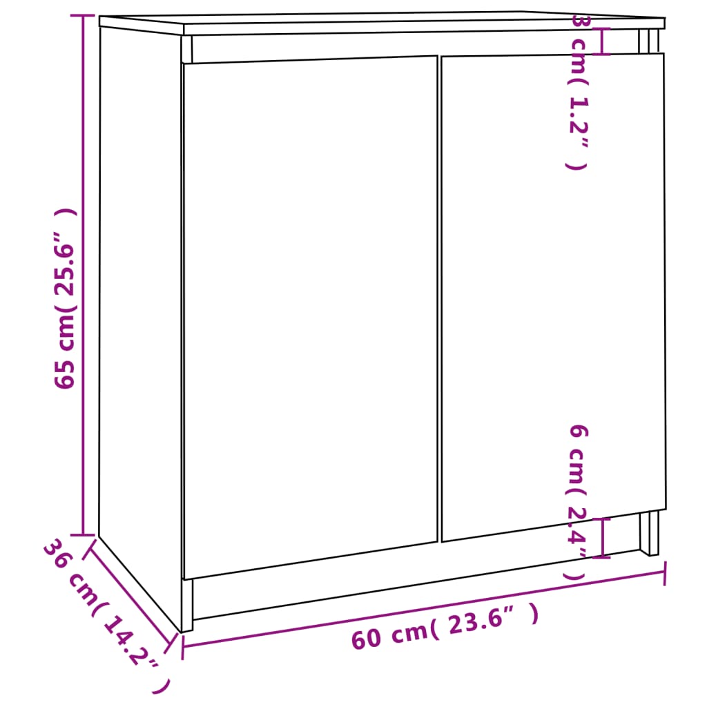 vidaXL Side Cabinet Honey Brown 23.6"x14.2"x25.6" Solid Pinewood