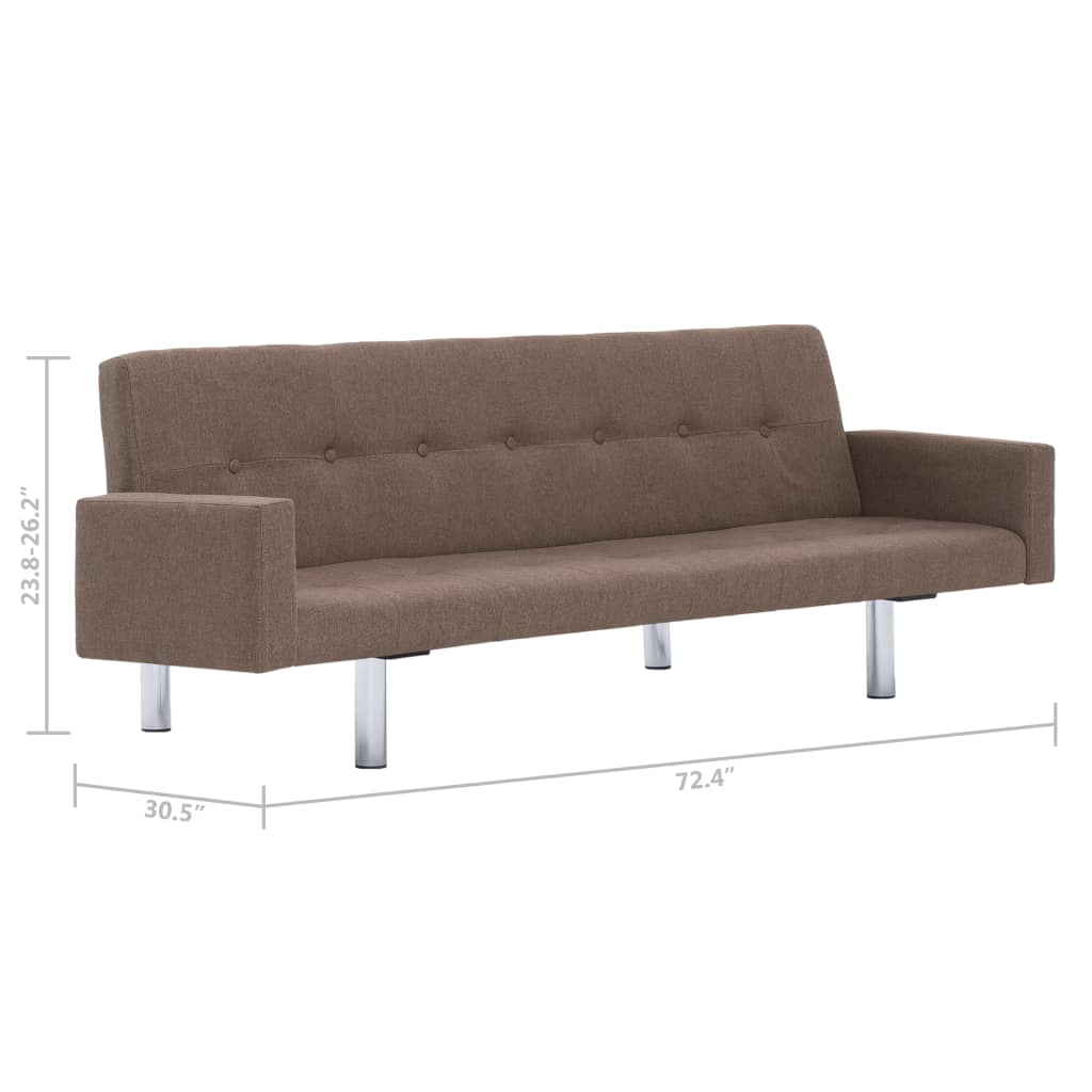 vidaXL Sofa Bed with Armrest Brown Fabric