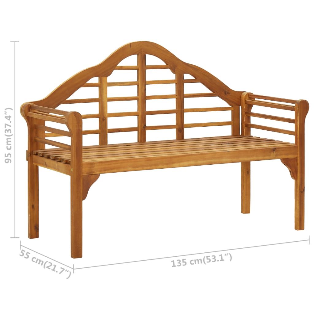 vidaXL Patio Queen Bench with Cushion 53.1" Solid Acacia Wood