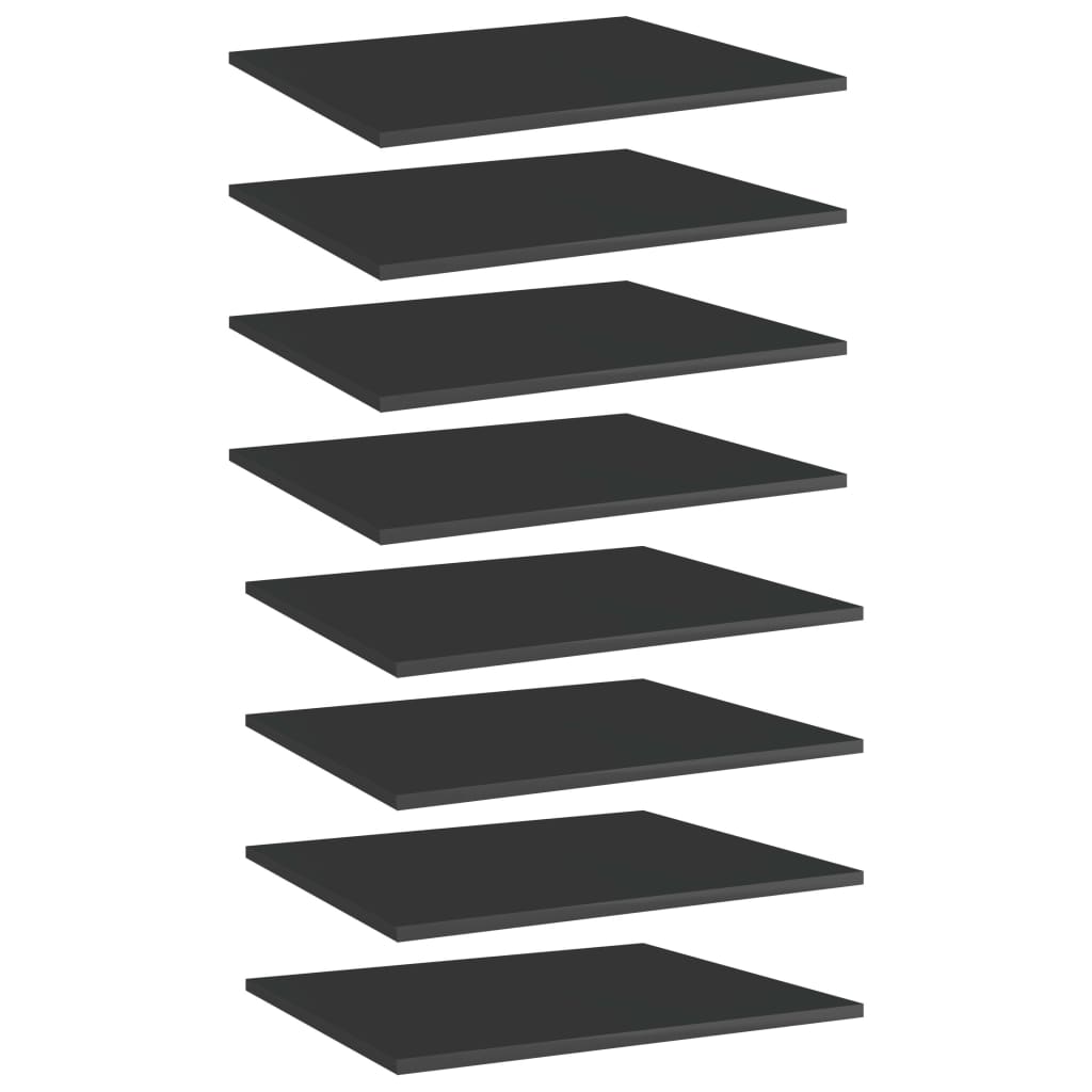 vidaXL Bookshelf Boards 8 pcs High Gloss Black 23.6"x19.7"x0.6" Chipboard