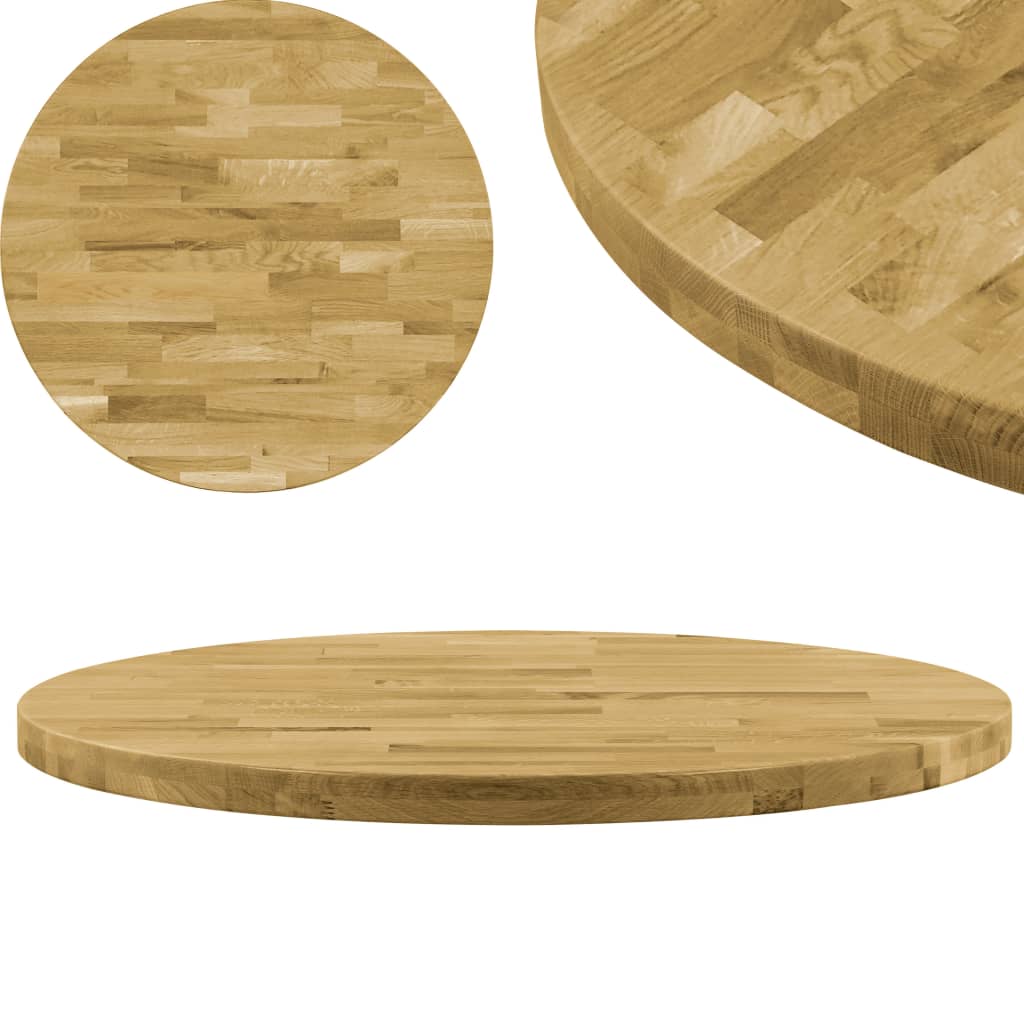 vidaXL Table Top Solid Oak Wood Round 1.7" 35.4"