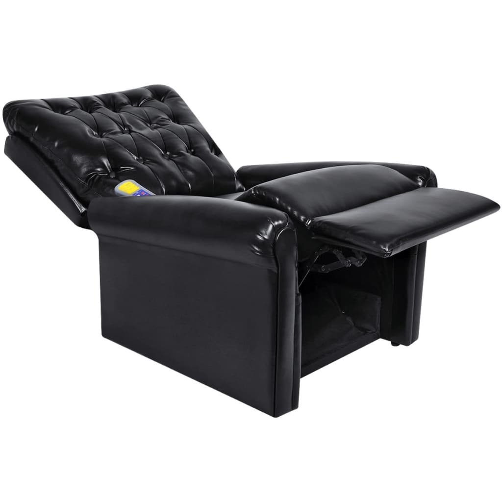 vidaXL Recliner Massage Chair Black Faux Leather
