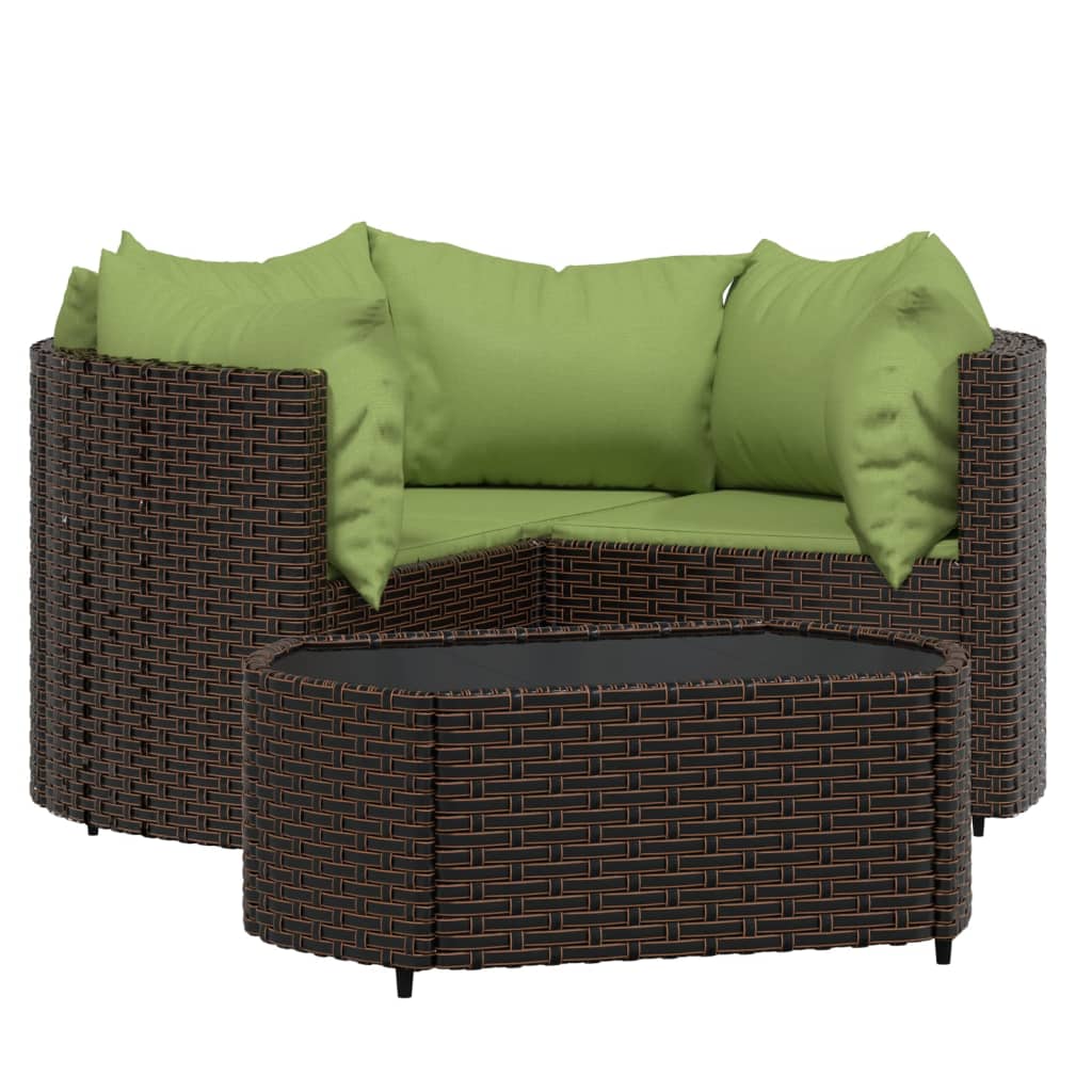 vidaXL 4 Piece Patio Lounge Set with Cushions Brown Poly Rattan