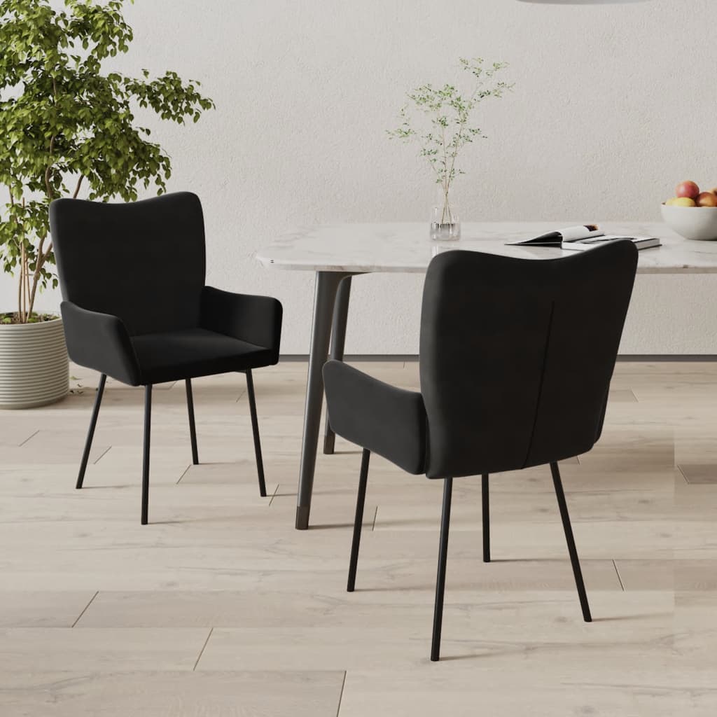 vidaXL Dining Chairs 2 pcs Black Velvet