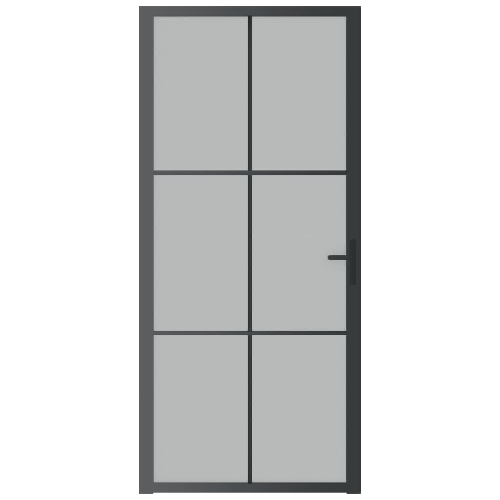 vidaXL Interior Door 36.6"x79.3" Black Matt Glass and Aluminum