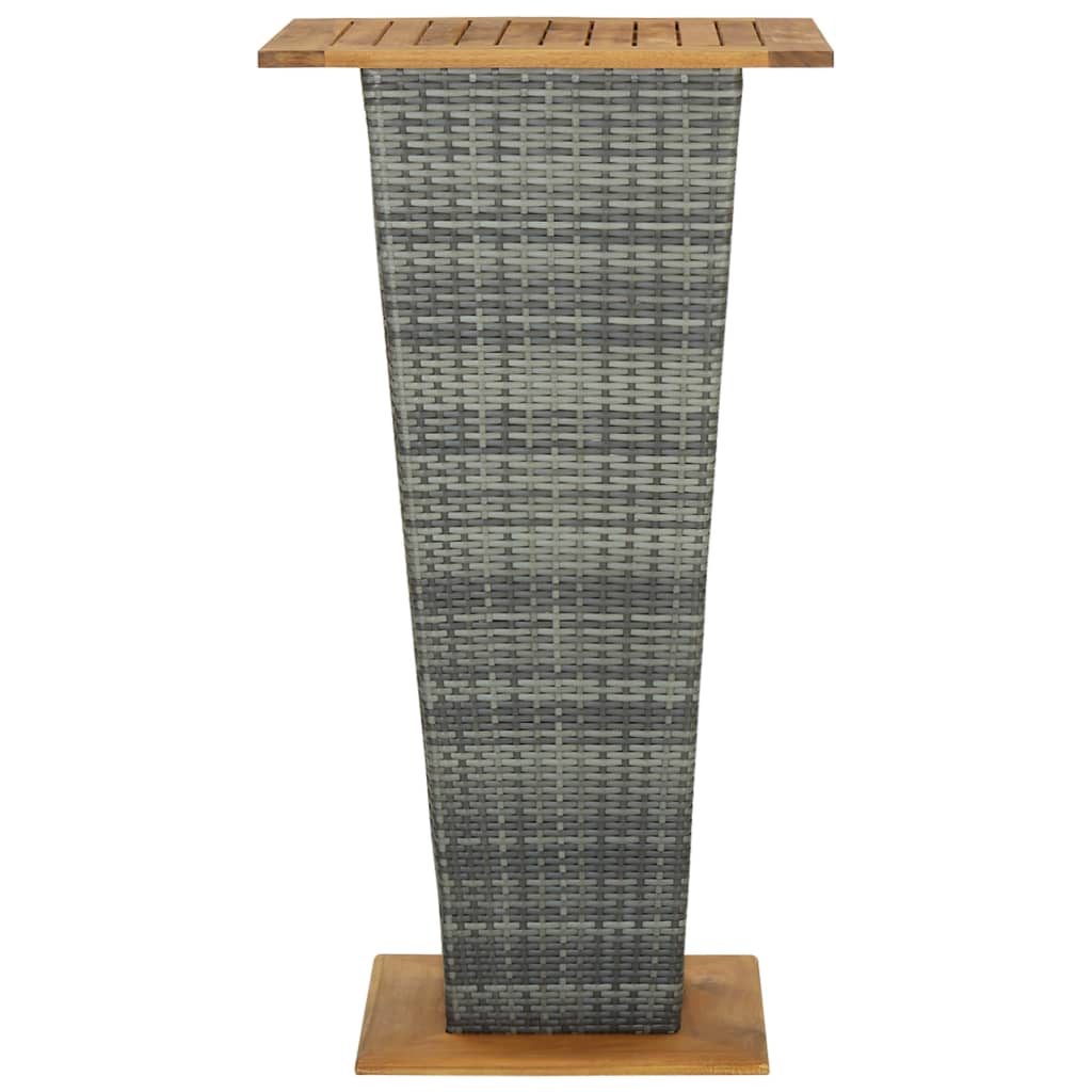 vidaXL Bar Table Gray 23.6"x23.6"x43.3" Poly Rattan and Solid Acacia Wood