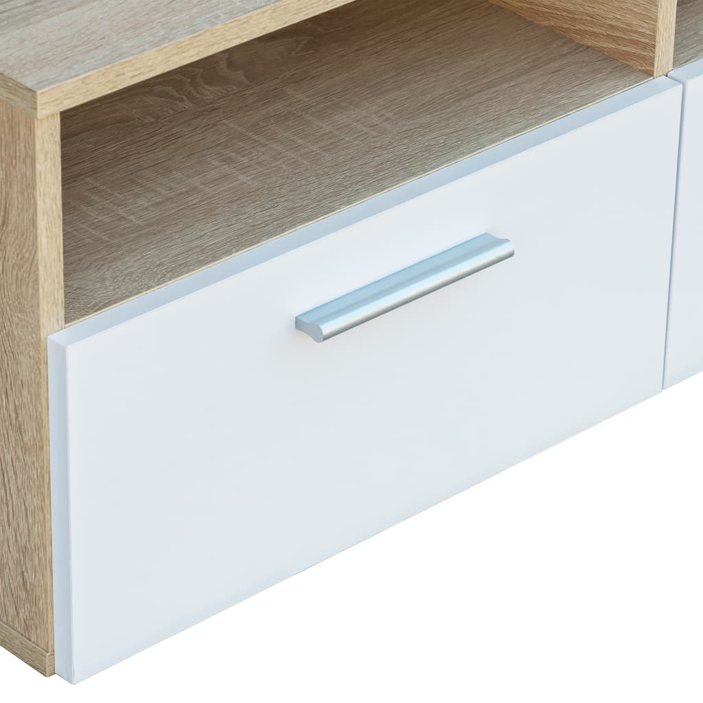 vidaXL TV Cabinet Engineered Wood 37.4"x13.8"x14.2" Oak and White