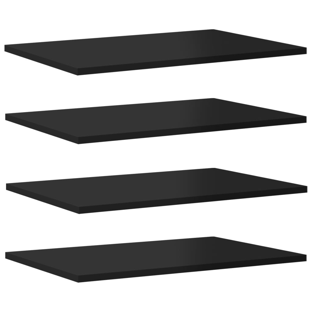 vidaXL Bookshelf Boards 4 pcs High Gloss Black 23.6"x15.7"x0.6" Chipboard