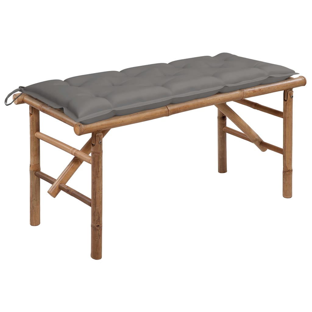 vidaXL Folding Patio Bench with Cushion 46.5" Bamboo