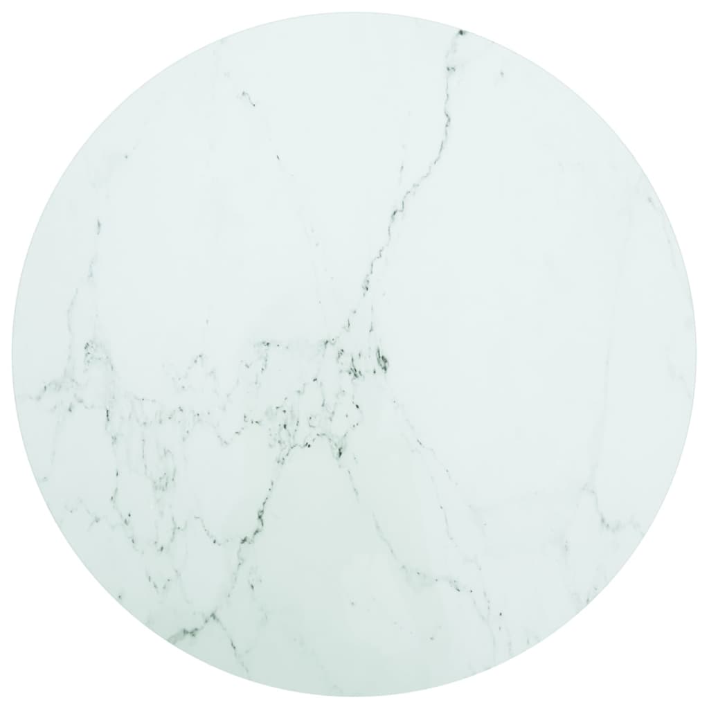 vidaXL Table Top White Ø 27.6"x0.3" Tempered Glass with Marble Design