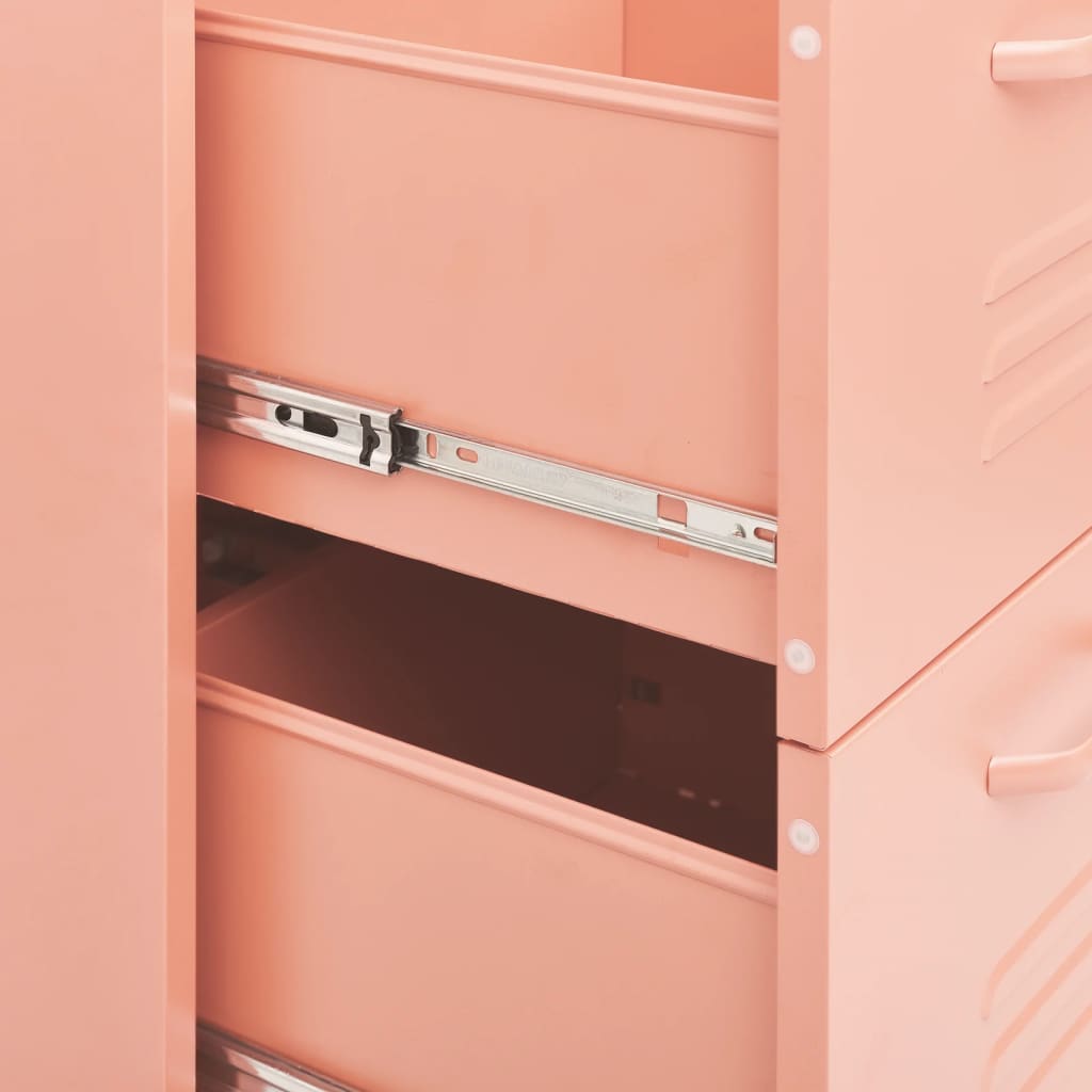 vidaXL Drawer Cabinet Pink 31.5"x13.8"x40" Steel