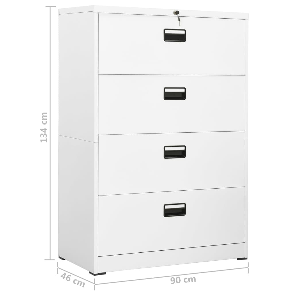 vidaXL Filing Cabinet White 35.4"x18.1"x52.8" Steel