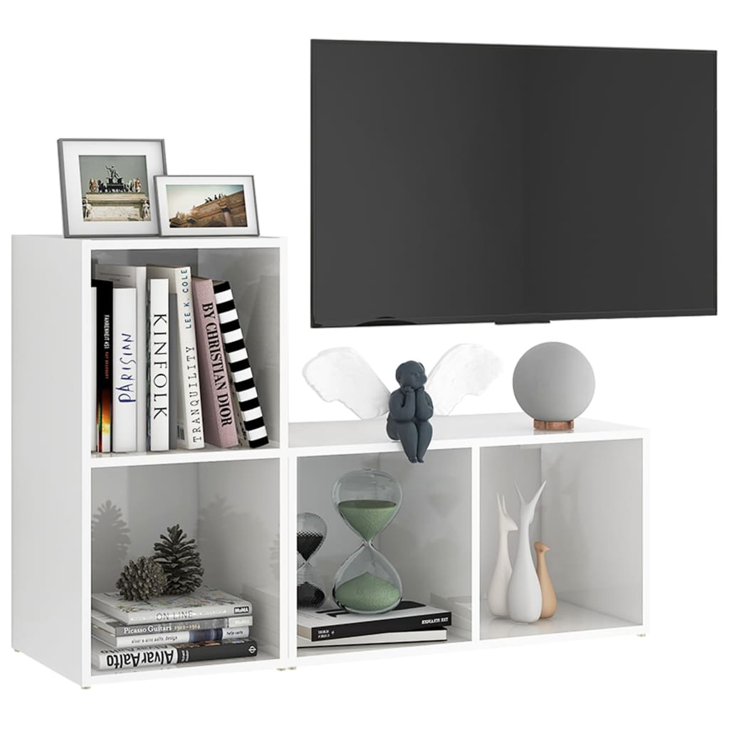 vidaXL TV Stands 2 pcs High Gloss White 28.3"x13.8"x14.4" Engineered Wood