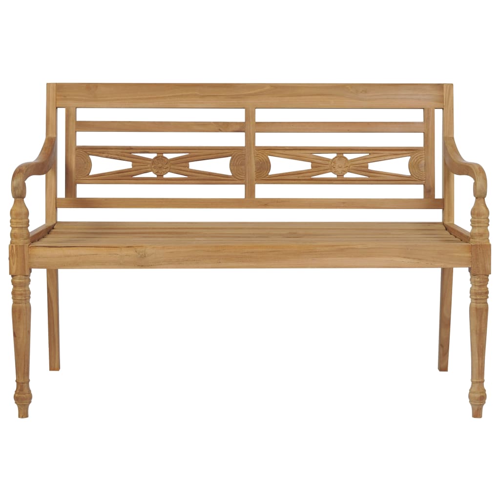 vidaXL Batavia Bench with Beige Cushion 47.2" Solid Teak Wood