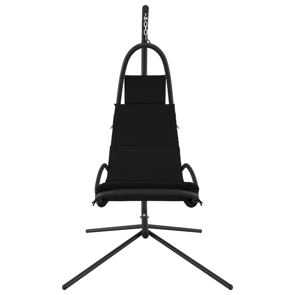 vidaXL Garden Swing Chair with Cushion Black Oxford Fabric and Steel