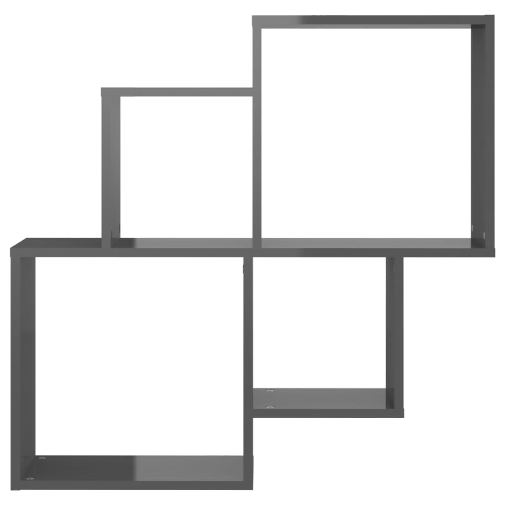 vidaXL Wall Cube Shelf High Gloss Gray 31.5"x5.9"x30.9" Engineered Wood