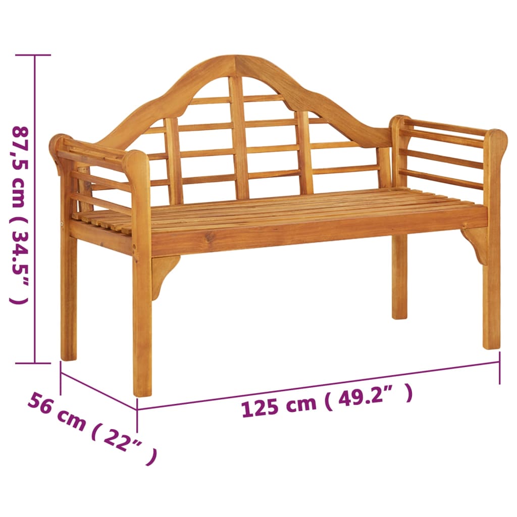 vidaXL Patio Bench 49.2" Solid Wood Acacia