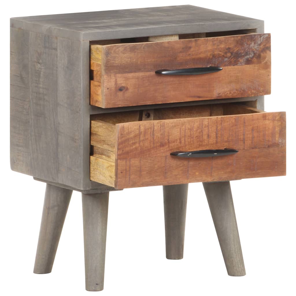 vidaXL Bedside Cabinet Gray 15.7"x11.8"x19.7" Solid Rough Mango Wood