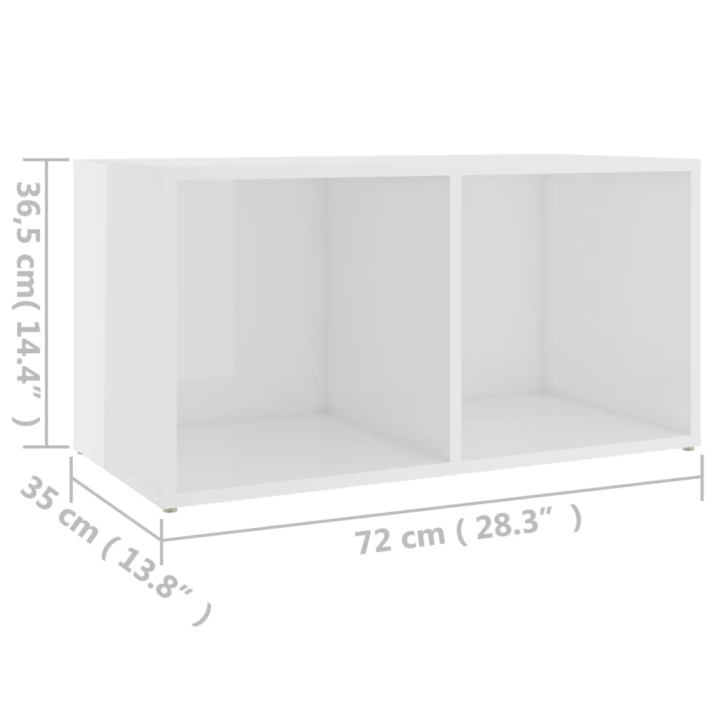 vidaXL TV Stand High Gloss White 28.3"x13.8"x14.4" Engineered Wood